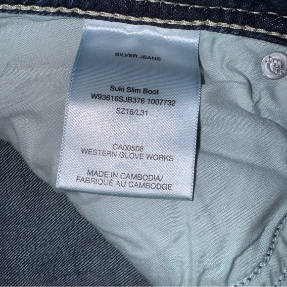 Silver SUKI Slim Boot Jeans Women’s SZ 16/31 Blue Mid-Rise Dark Wash NWOT - Picture 6 of 7